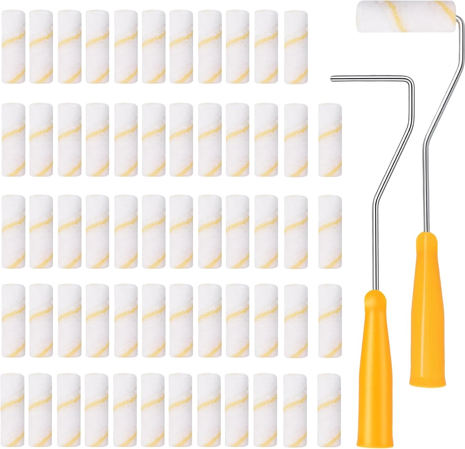 60 x verfroller set 10 cm, verfroller klein met 2 handgrepen, poolhoogte 12