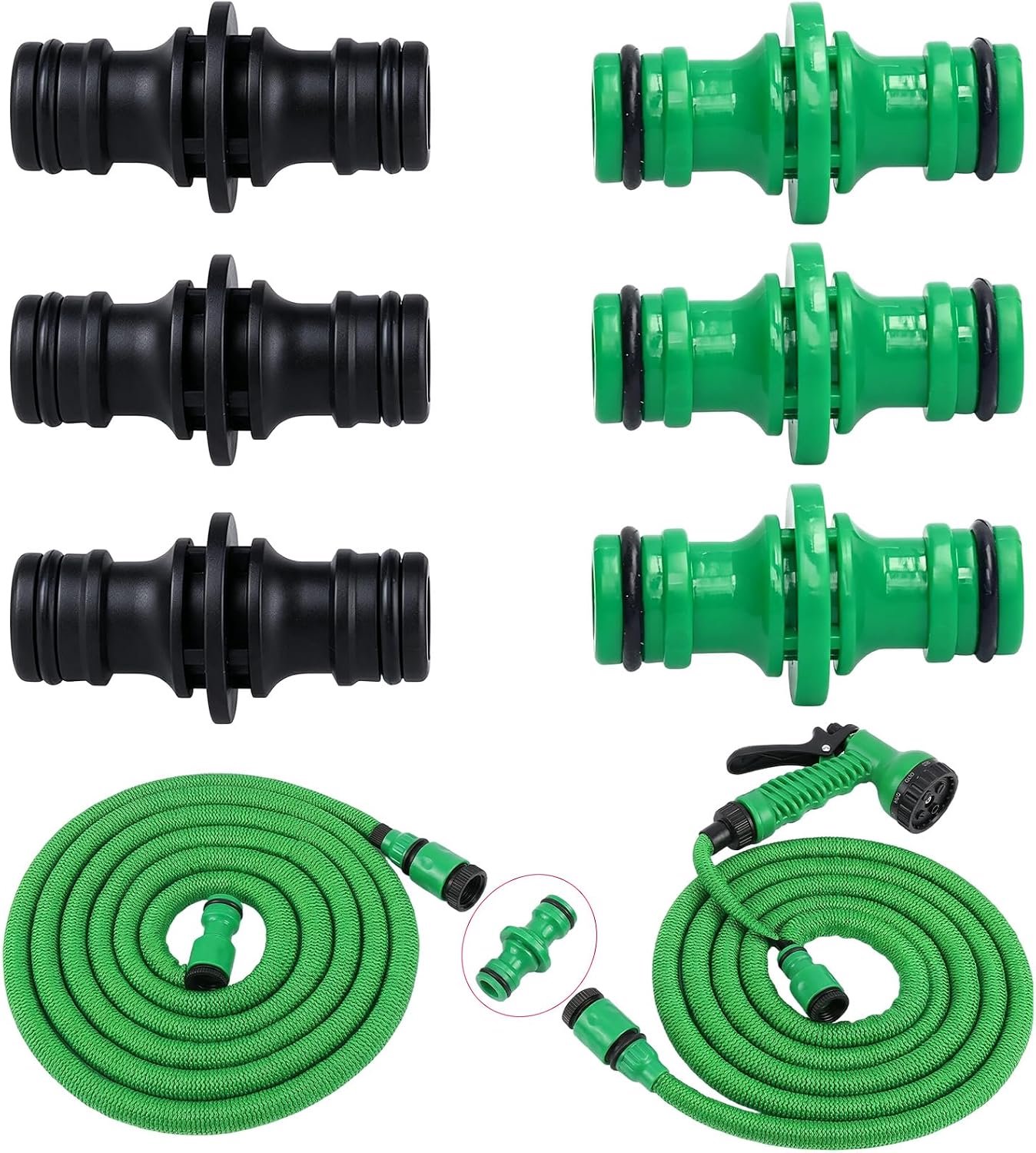 6 stuks slangkoppeling 1/2 inch, tuinslangverbinder, dubbelzijdig, slangverbinding, snelkoppeling voor verlenging voor tuinbewustzijn en bewustzijnssystemen