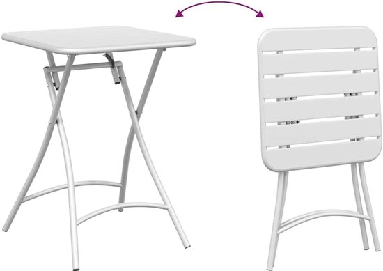 Inklapbaar, 55 x 55 x 72,5 cm, van gepoedercoat staal, robuuste outdoortafel voor tuin en terras — afbeelding 5