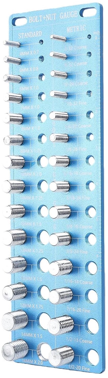 28-delige Draadchecker, Moer en Bout Meetinstrument, Standaard Metrische Maten, Aluminiumlegering voor Monteurs Timmerlieden DIY