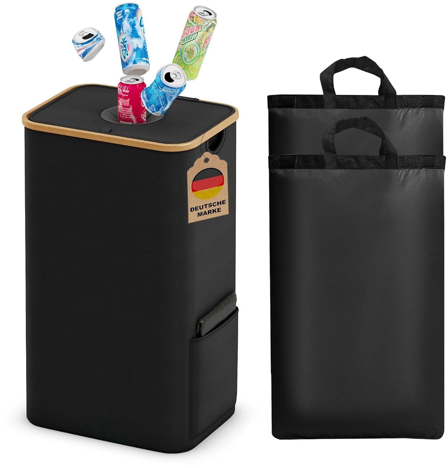 100 liter statiegeldflessen, verzamelcontainer, grote statiegeldflessen, opbergcontainer, lege goederen en oud glas, met softgrip-handgrepen, flessenverzamelaar, gat, keuken, bergruimte,