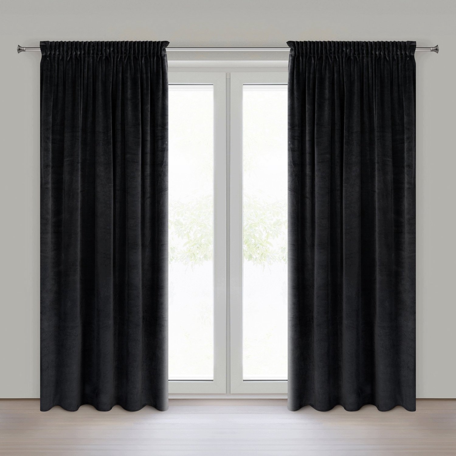 Merkloos Velours Gordijn 140x270 cm - Zwart, Verduisterend