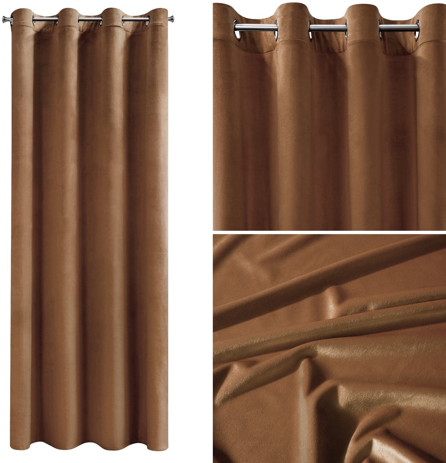 NAMI Velours Gordijn 140x250cm Lichtbruin - Kant-en-klaar met Ringetjes