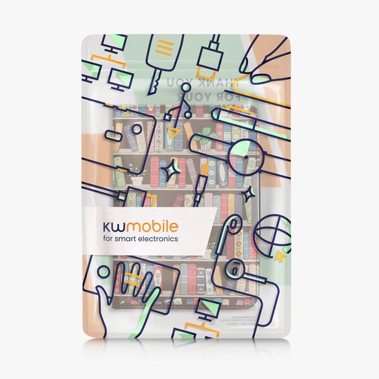 kwmobile e-reader hoesje geschikt voor Kobo Clara BW / Colour hoes - E reader flip case met magneetsluiting - Ereader cover - Zomerse bibliotheek design in blauw / groen / roze — afbeelding 5