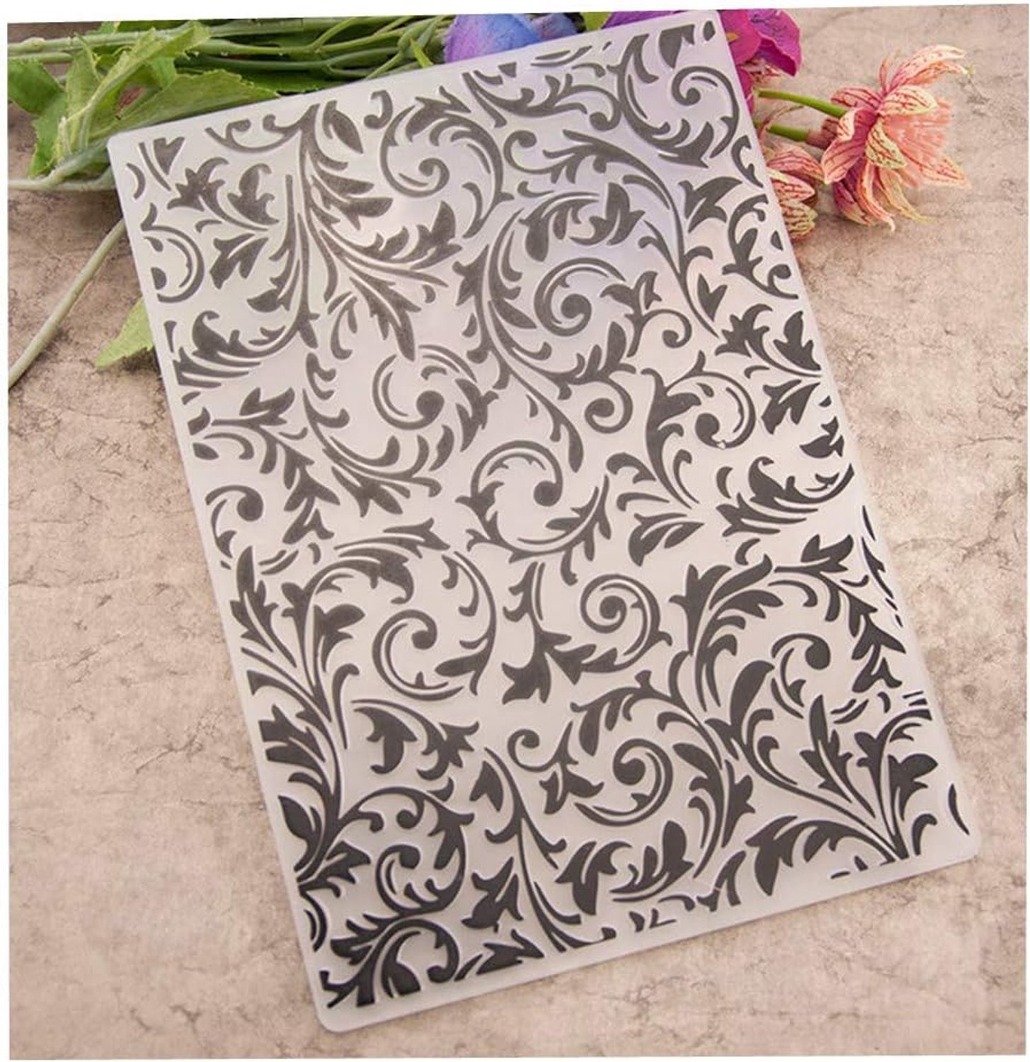Embossingfolder met veerpatroon - 12.5x18cm - plastic - ideaal voor kerstkaarten maken - ShopVlot