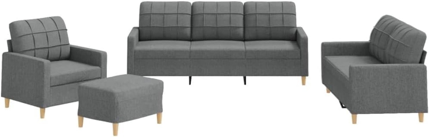 4-delige Loungeset met kussens stof donkergrijs