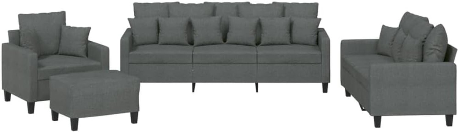 Slaapbank Kantoor Sofa 4-delig Sofa Set met Kussen Donkergrijze stof voor Woonkamer, Slaapkamer Kantoor