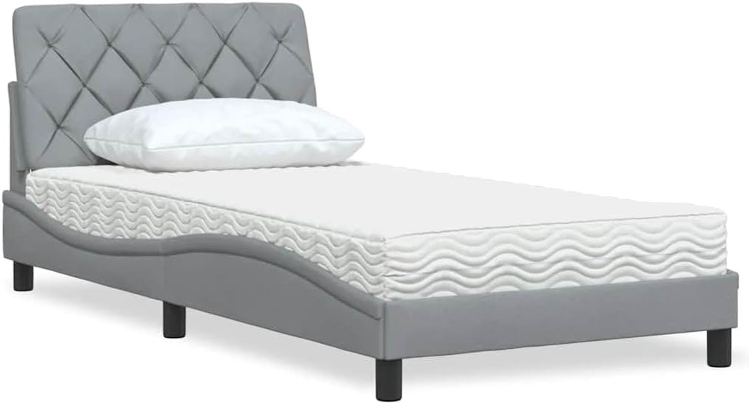Polyester stoffen bed met schuimmatras slaapkamer Lichtgrijs 100x200 cm