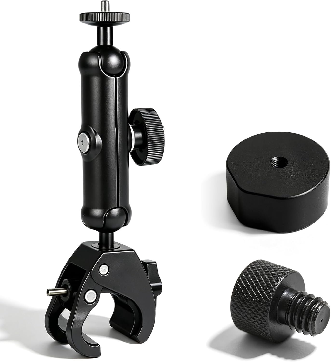 Mini-stangklemhouder voor satellietstatiefhouder, aluminium houder met 1/4"-20 schroefdraad, verstelbare klemhouder voor camper, jacht, camping, dakdrager, balkon
