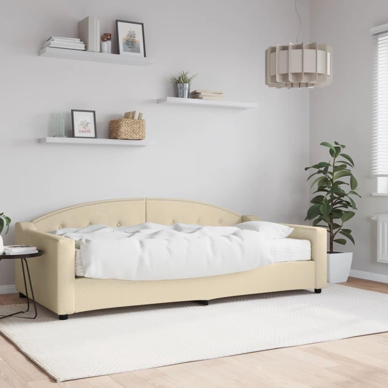 2 in 1 slaapbank Schuimmatras crème 100x200 cm