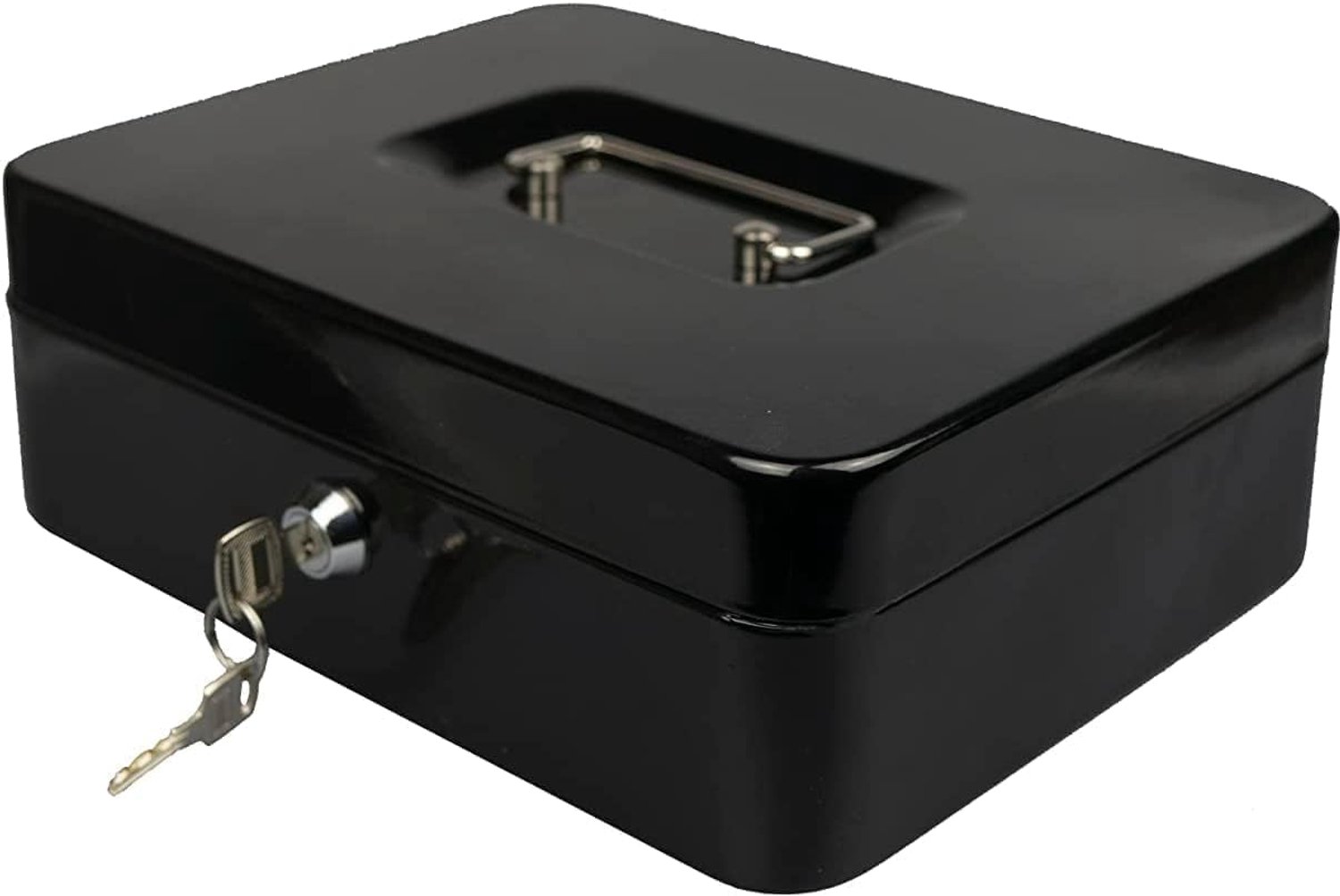 6" Staal Zwart Zilver Kleine Veiligheid Kast Sleutelhanger met Bak &