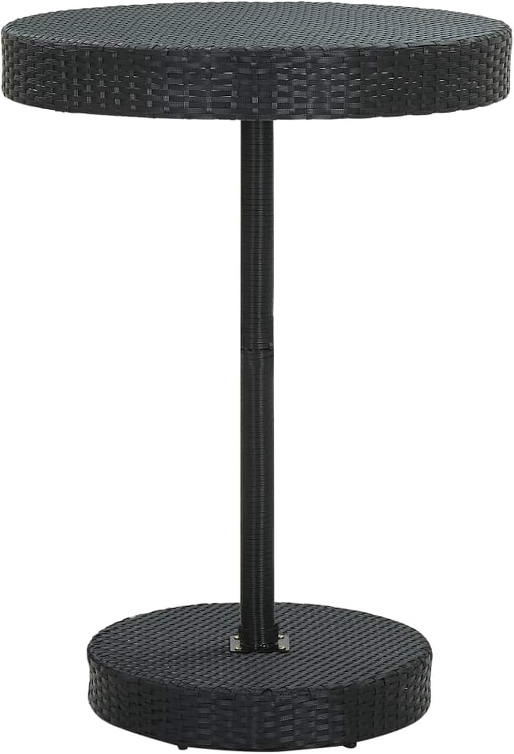 Barmeubel voor buiten, thee, koffie, bank, tuintafel, zwart, 75,5 x 106 cm, polyrotan