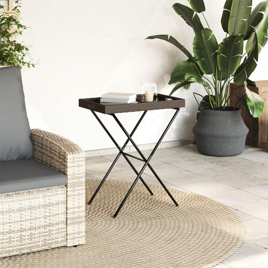 Dienblad tafel inklapbaar 65x40x75 cm bruin — afbeelding 2