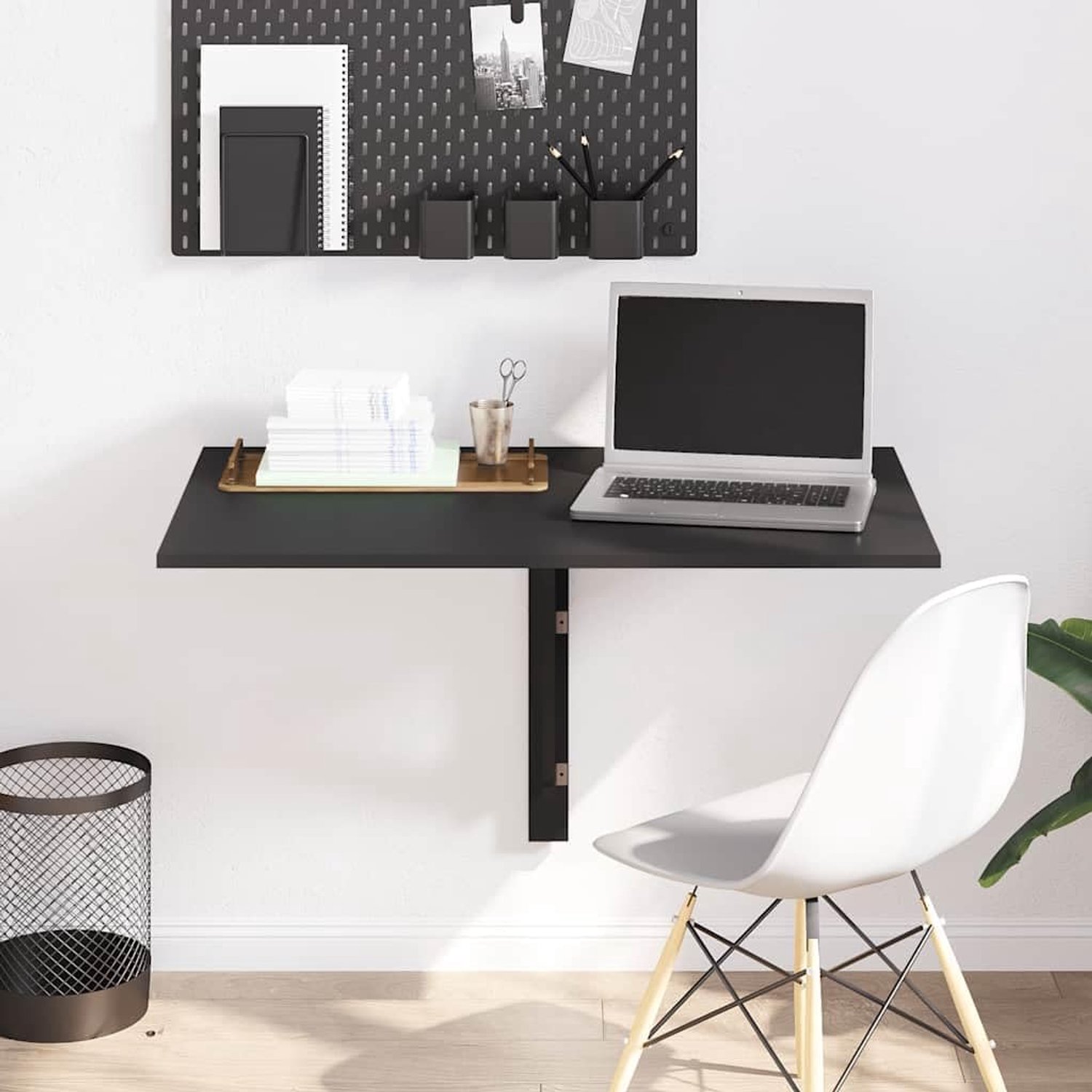 100 x 60 cm, zwart, ruimtebesparende wandklaptafel voor keuken en kantoor, stabiel bureau van houtmateriaal