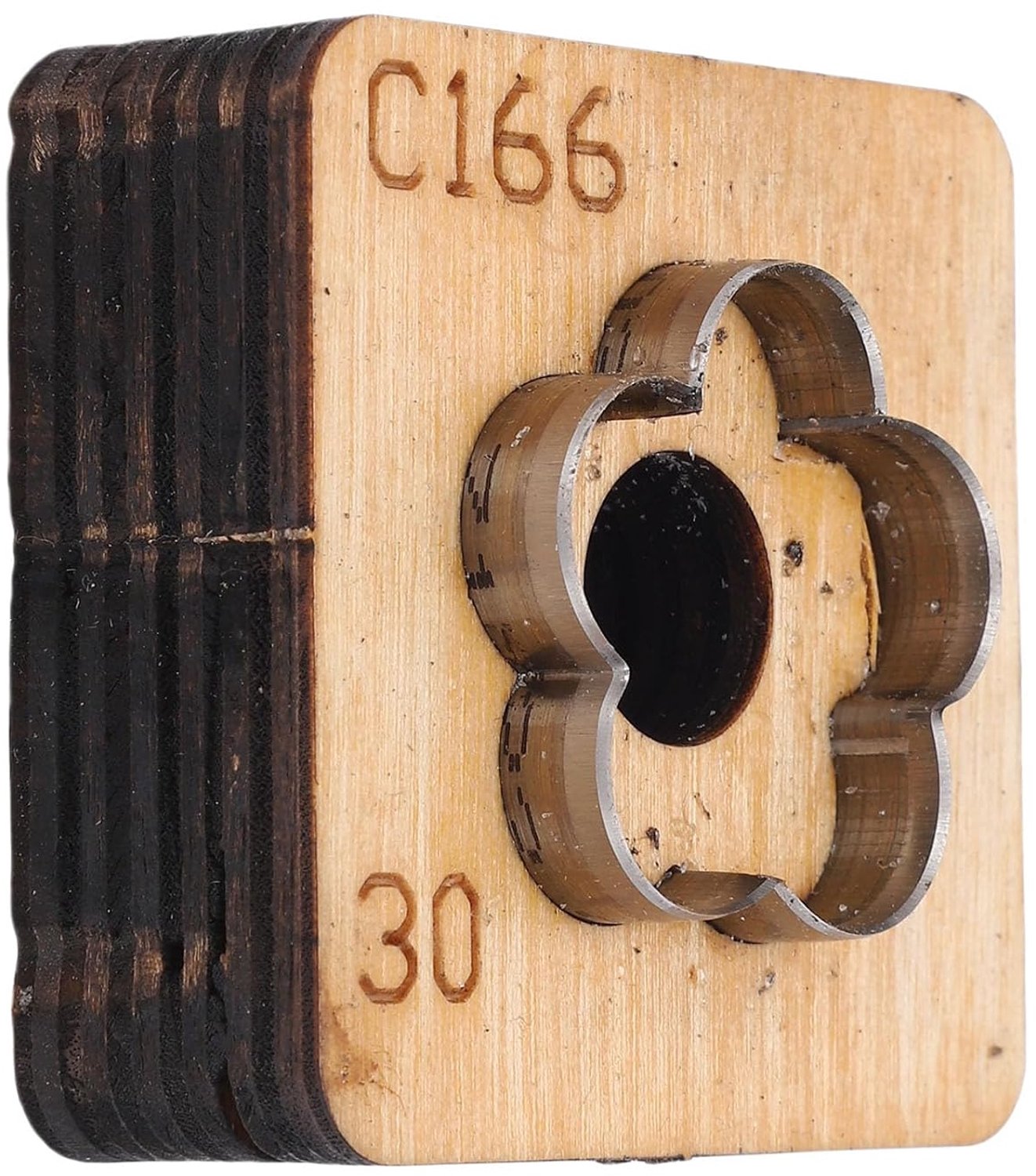 Snijmal voor leer in bloemvorm, ponsmal van massief hout en koolstofstaal voor schone sneden, met eenvoudig drukontwerp voor (30 mm)