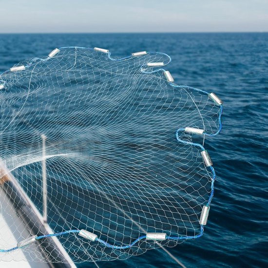 18 voet opvouwbaar visnet staal snel projectienet voor vissen met aas voor ondiepe zee-riviervijver (blauw) — afbeelding 3
