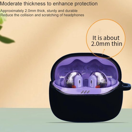 Cover Compatibel voor jbl TUNE BEAM 2, [Ondersteunt draadloos opladen] [Schokbestendige beschermhoes] 2x black white — afbeelding 3