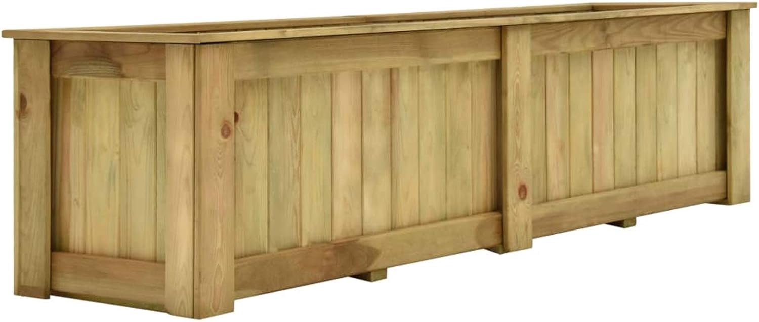 Bloembak voor buiten, verhoogde bloembak voor buiten, verhoogde bloembak voor de tuin, 196 x 50 x 50 cm, van geïmpregneerd grenenhout