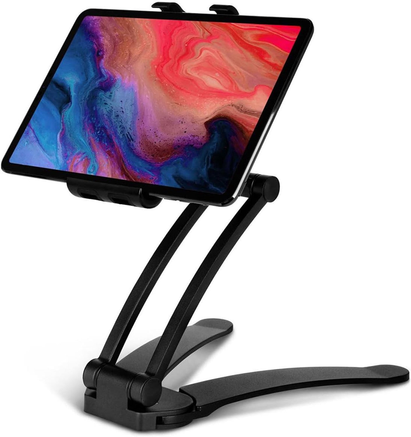 Mount Tablethouder en mobiele telefoonstandaard, in hoogte verstelbaar, tabletstandaard en wandhouder, 360 graden draaibaar, stabiele aluminium houder, standaard voor iPhone, iPad, Samsung