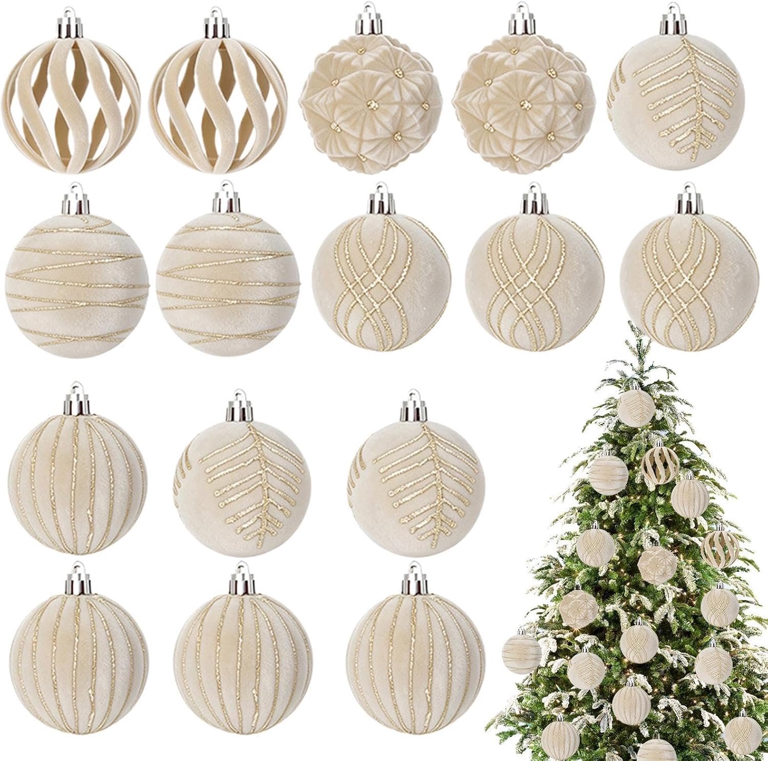 Kerstballen 16 stuks 6 cm vilt tegen vallen