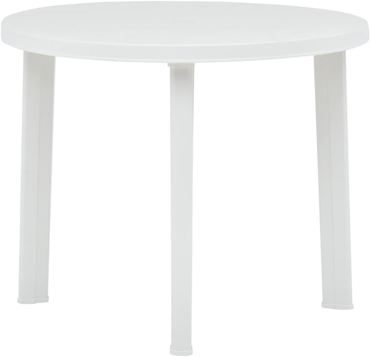 Kunststof Terraseettafel met Parasolgat, Weerbestendige Buitenbistrotafel voor Tuin, Achtertuin, Balkon en Zwembad (Wit)