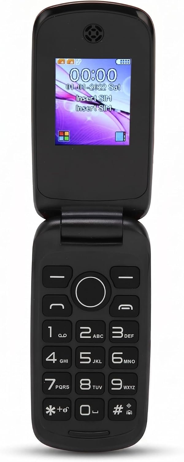 Flip Phone met 1,77 Inch Kleurenscherm, Krachtige Luidspreker, 1200 MAh Batterij, SOS functie, Grote Toetsen en LED verlichting (Rood)
