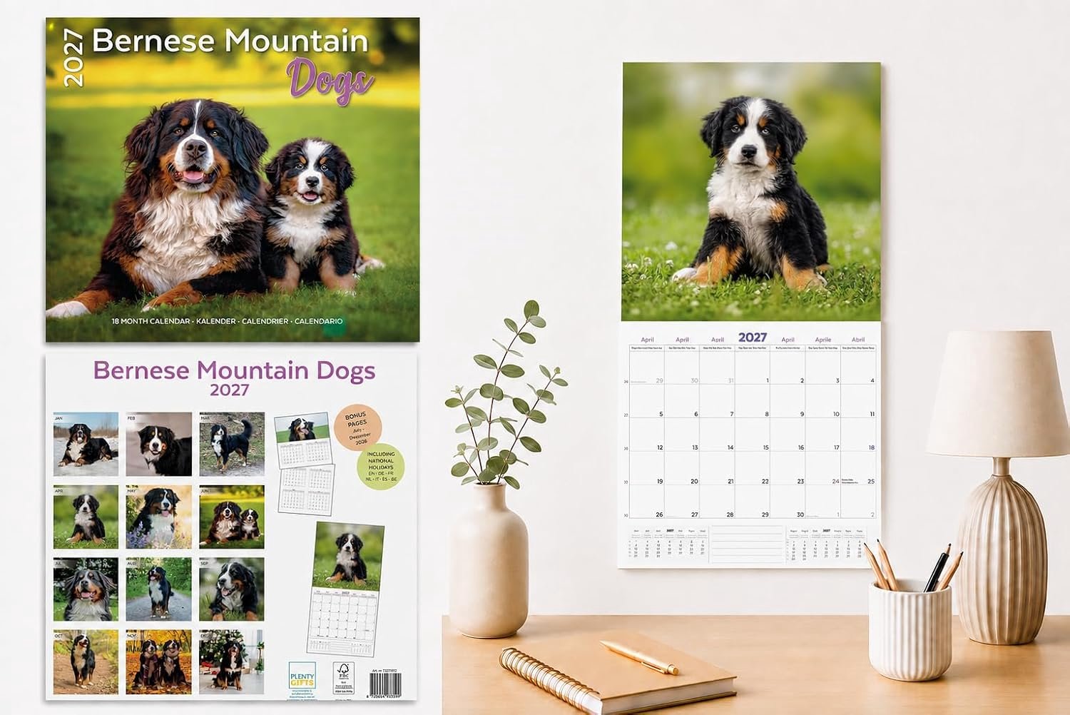 2027, Berner boss, wandkalender, maandkalender, 16 maanden, 30 x 30 cm