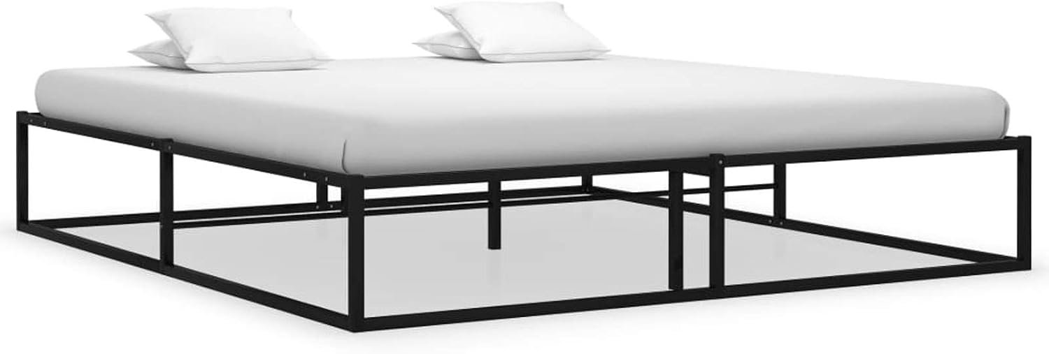 Tweepersoonsbedframe van zwart metaal met lattenbodem 100/120/140/180 x 200 cm, eenpersoonsbed van metaal, bed met lattenbodem, metalen bed, Frans bed