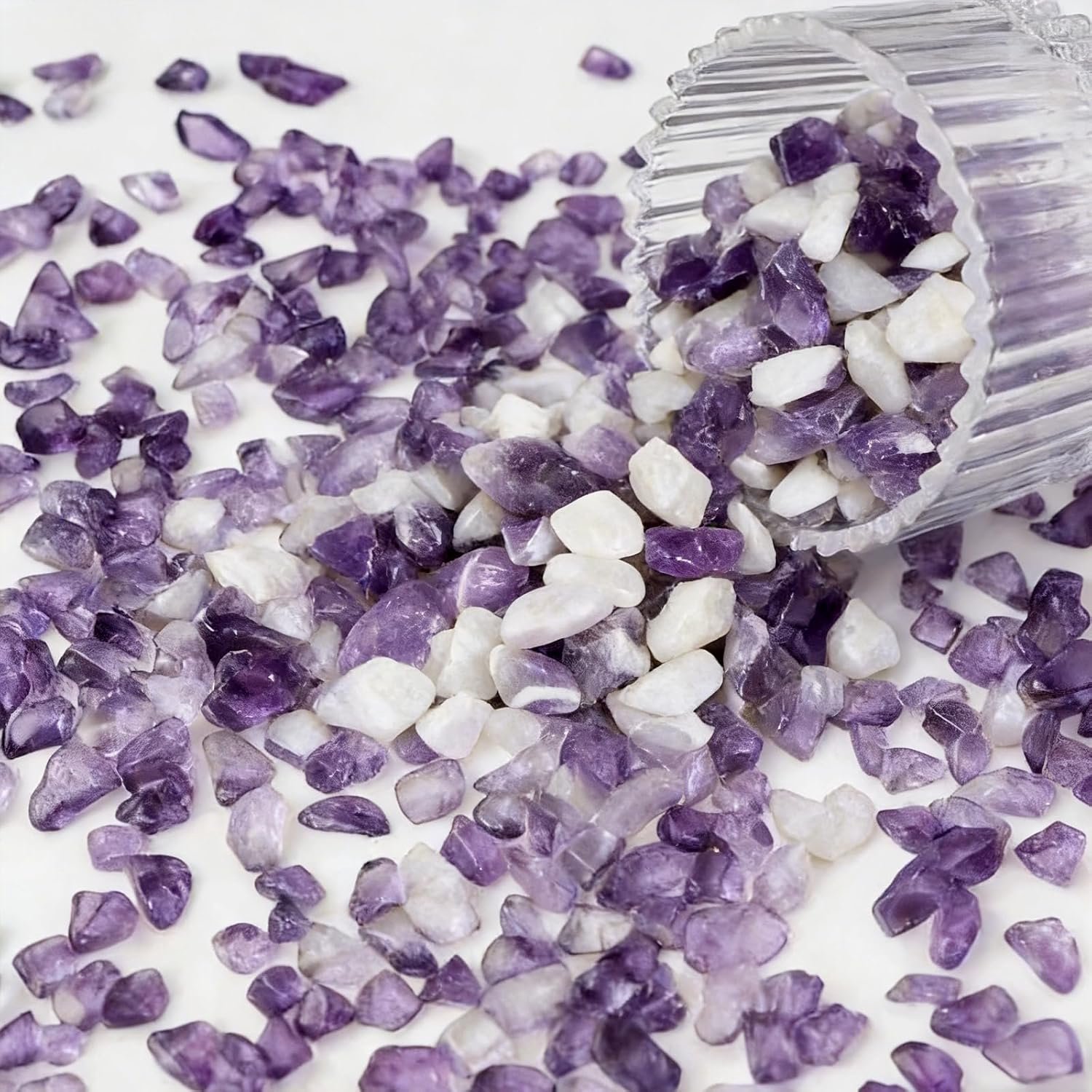Edelstenen, 400 g, kleine edelstenen, sierstenen voor decoratie voor aquaria, bloempotten, sieraden maken en woondecoratie (paars)