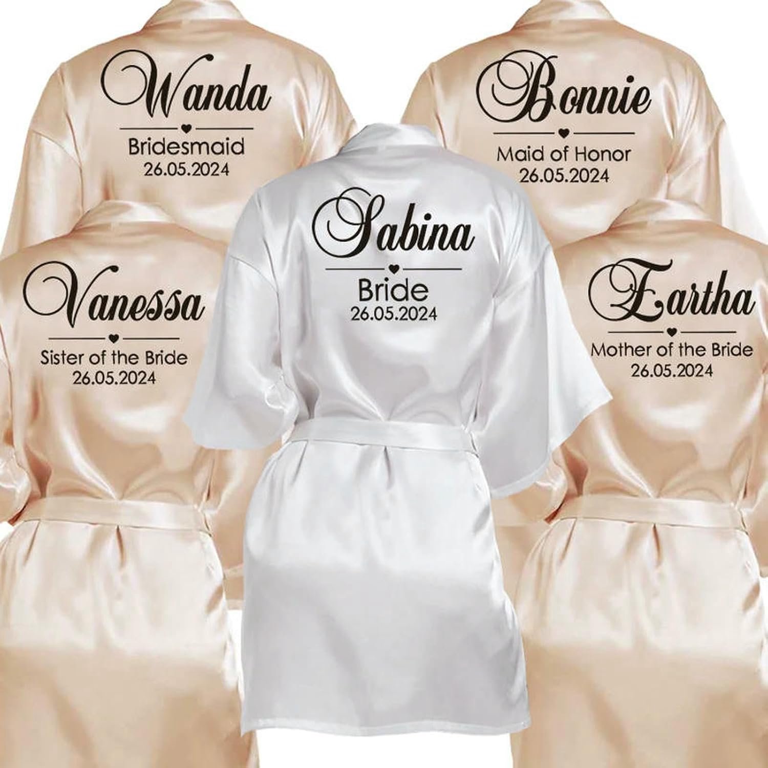 Gown Women's Bathrobe Dressing Gown Kimono Satin Full Length, Silky Long Lace Bridesmaid Wedding Nightwear-blue Robe-s