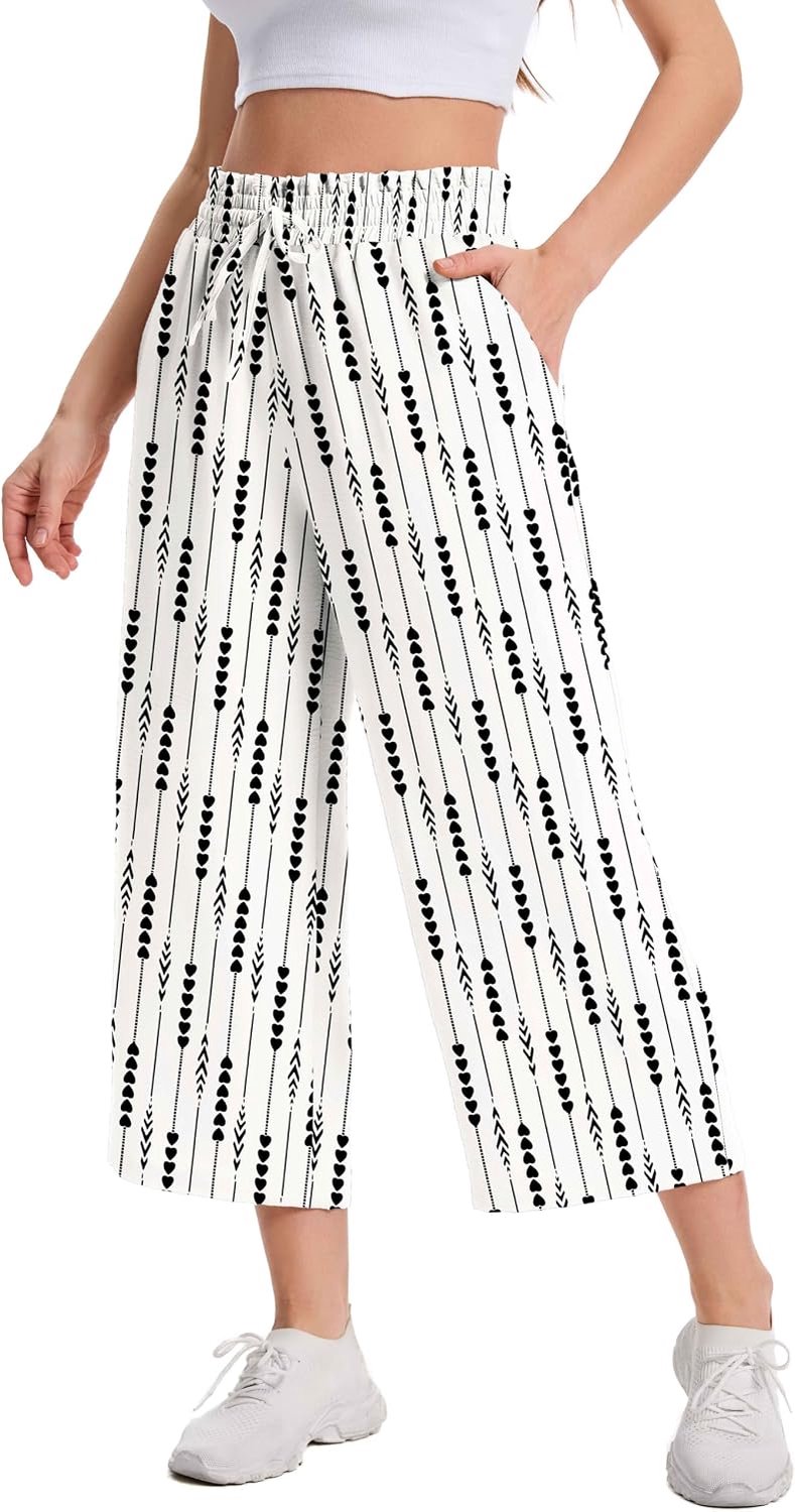 3/4 Culotte Lichte Zomerbroek met Zakken Ademende Capribroek voor Dames