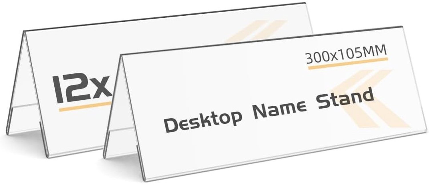 Naambordhouder voor Tafel - Transparant - 30 x 10,5 cm - Dubbelzijdige Acryl Tafelstandaard - Voor Bruiloften en Conferenties