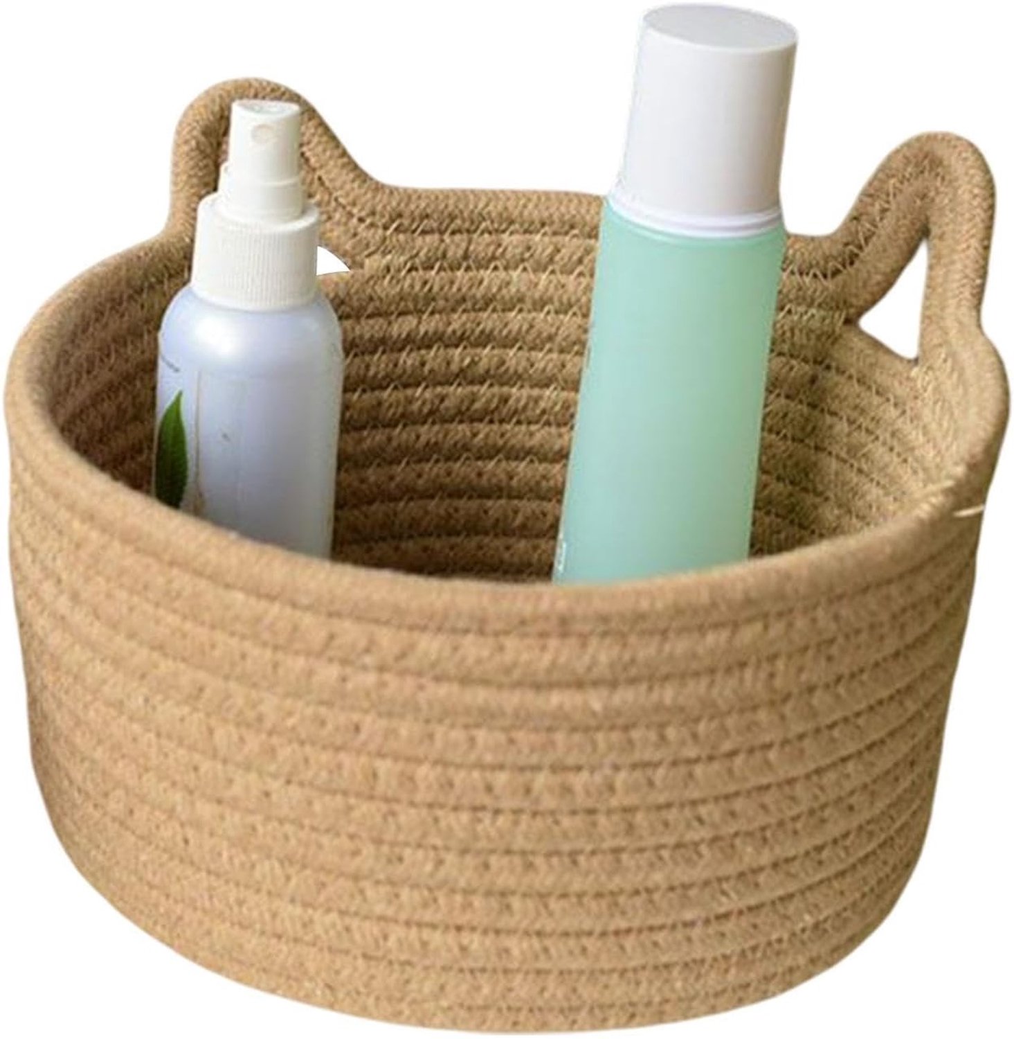 Opbergmand | Decoratieve kattenoren geweven mand