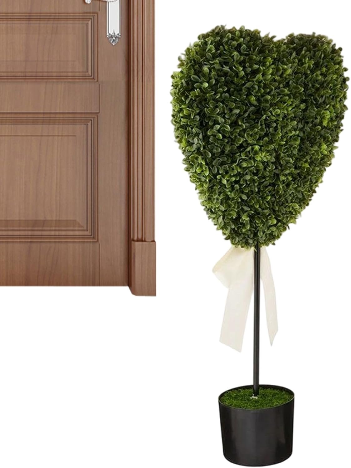 Kunstplant in pot, decoratie in hartvorm, kunstplanten in pot voor binnen, voor buiten, terras, tuin, gazon, huis, woonkamer, lente en St