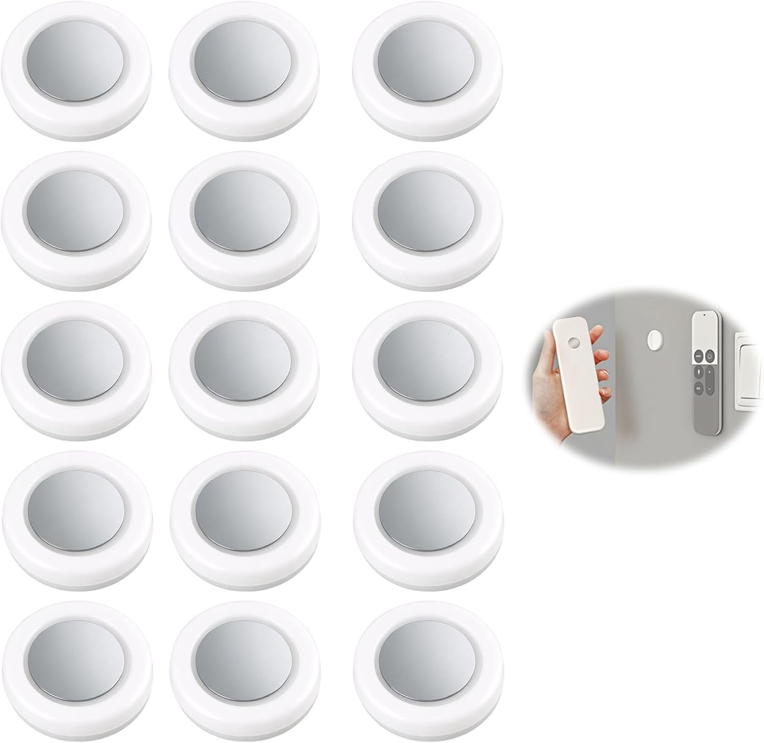 15 stuks magnetische wandafstandsbediening, tv-houder met lijm zonder boren, multifunctionele afstandsbediening voor muur, kantoor en thuis, sterke bevestiging en ruimtebesparend, wit