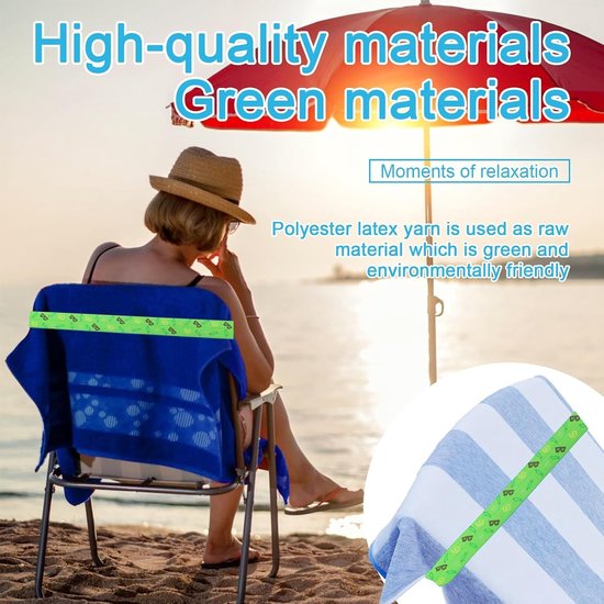 Handdoekbanden voor Strand en Zonnebedden - Kleurig - 40 cm x 5 cm - Winddichte Bandjes voor Ligstoelen - Voor Zwembad en Strand — afbeelding 4