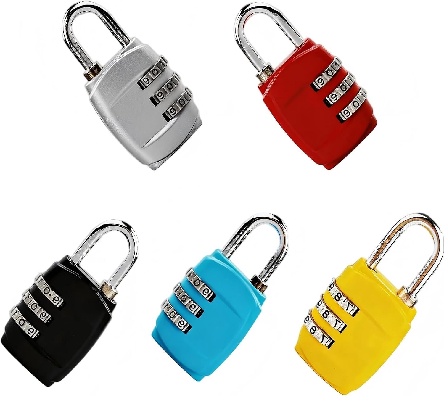 5 stuks slot met cijfercode, 6 verpakkingen 3-cijferig anti-roest, weerbestendig hangslot, cijferslot, bagage, cijferslot voor kluisjes, fitnessstudio, tuinhekken