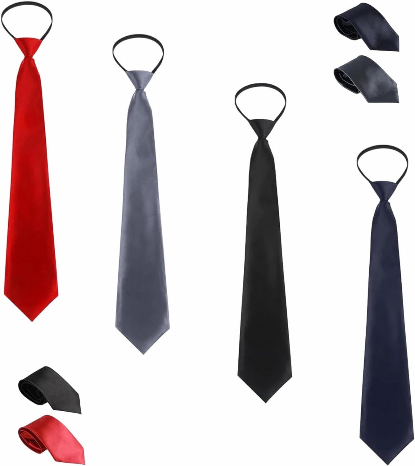 Elegante Slim Ties voor Mannen - 4 Stuks Zijde met Verstelbare Elastische Band voor Kantoor en Feestjes