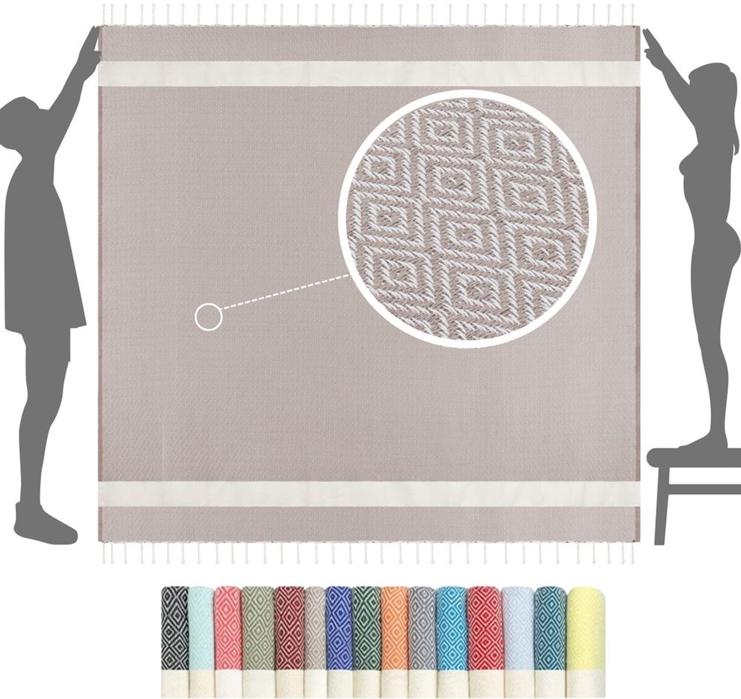 XXL Strandhanddoeken - Extra Groot 200x200 cm - Premium Kwaliteit Fouta Towel