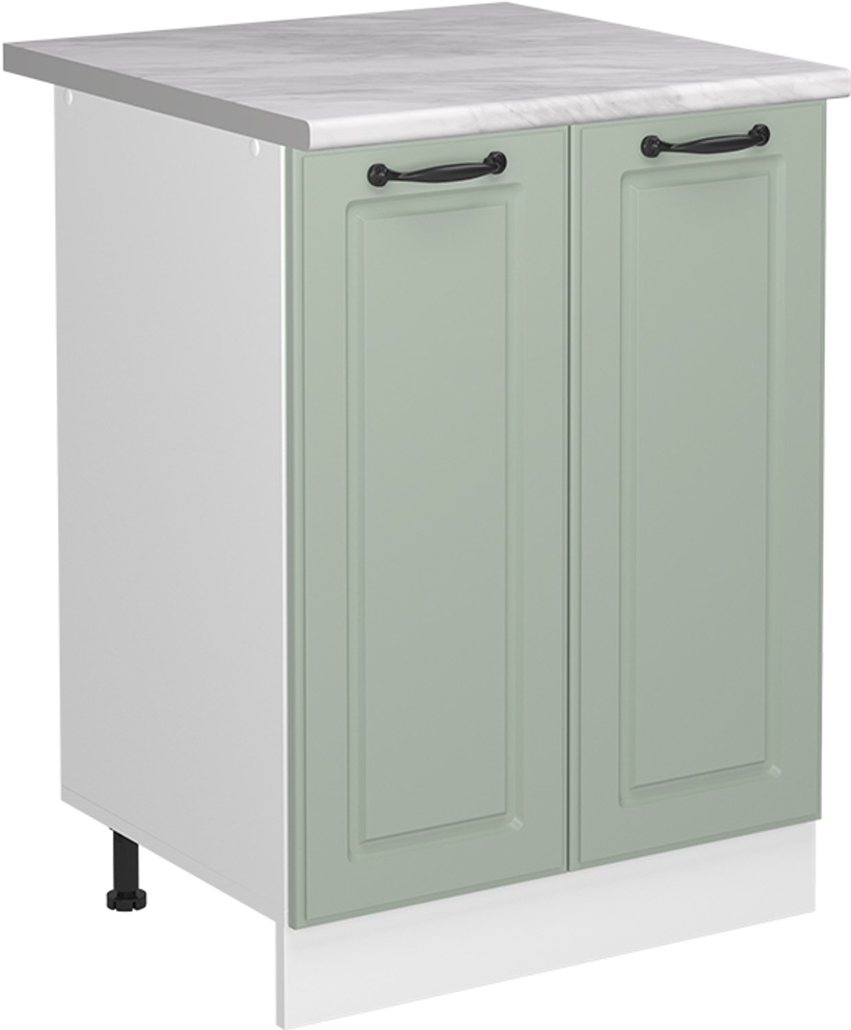 Vicco Keukenonderkast R-Line, Mint landelijk/Wit, 60 cm marmer werkblad