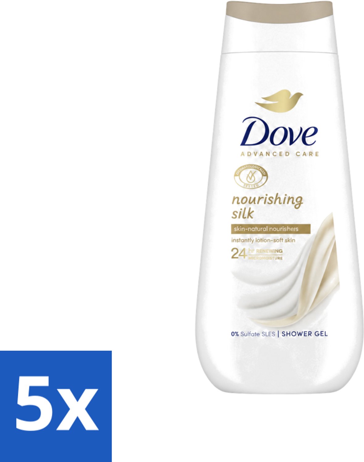 5 x Dove Douchecrème - Nourishing Silk - 225 ml - Voordeelverpakking - 5 stuks