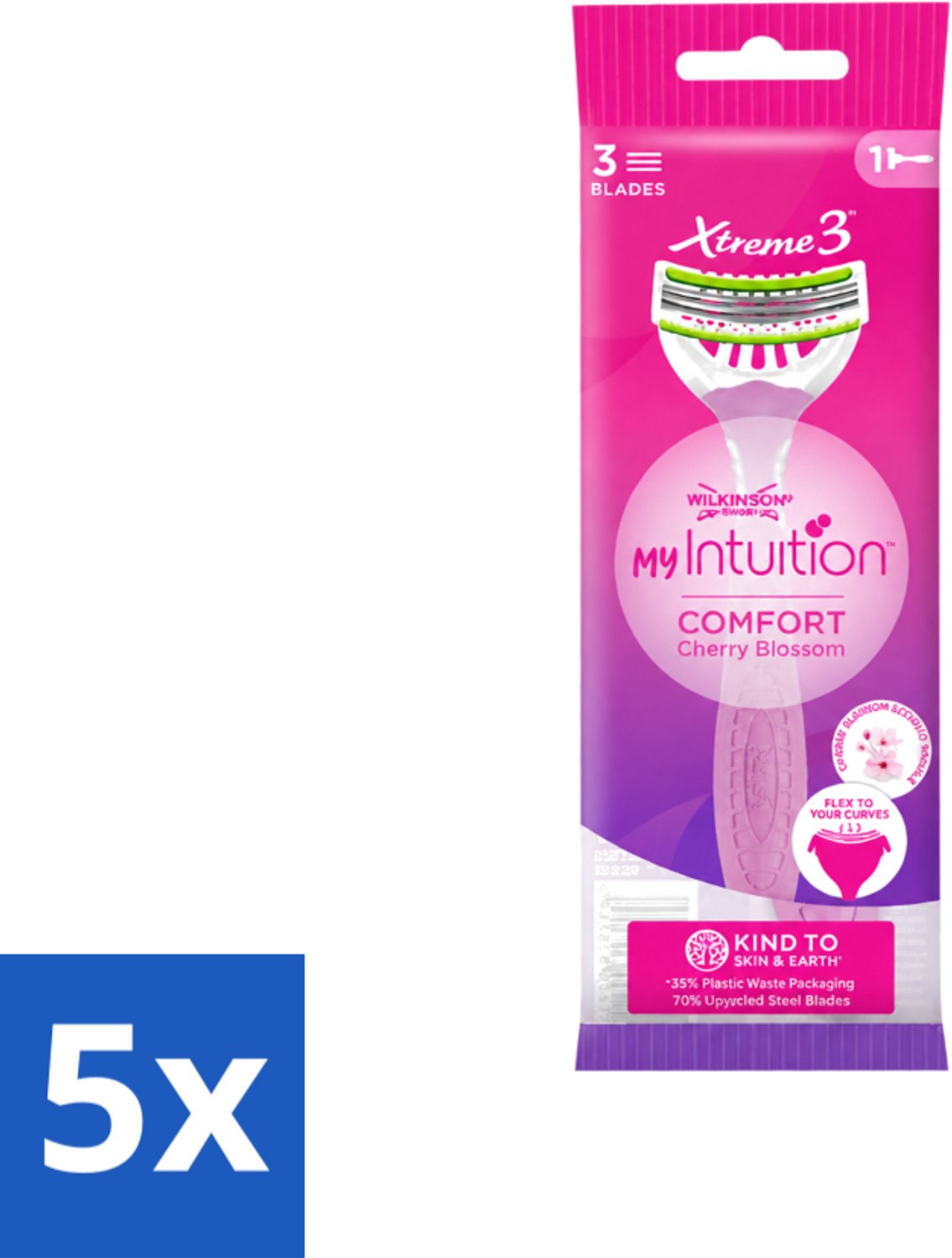 5 x Wilkinson - Wegwerpscheermesjes - Xtreme 3 My Intuition - Comfortabel - 1 scheermesje - Voordeelverpakking - 5 stuks
