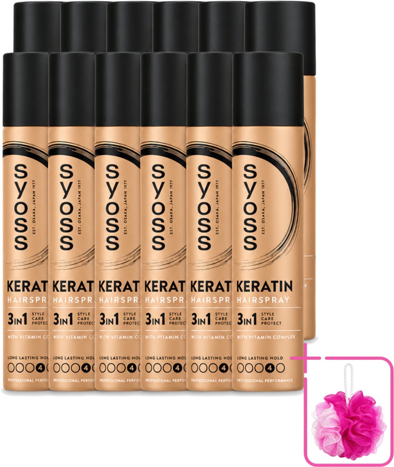 12 x Syoss - Haarspray - HSP Keratin - 75 milliliter - Bulkverpakking - Koffiezetapparaat - Douchemop - Koffiezetapparaat