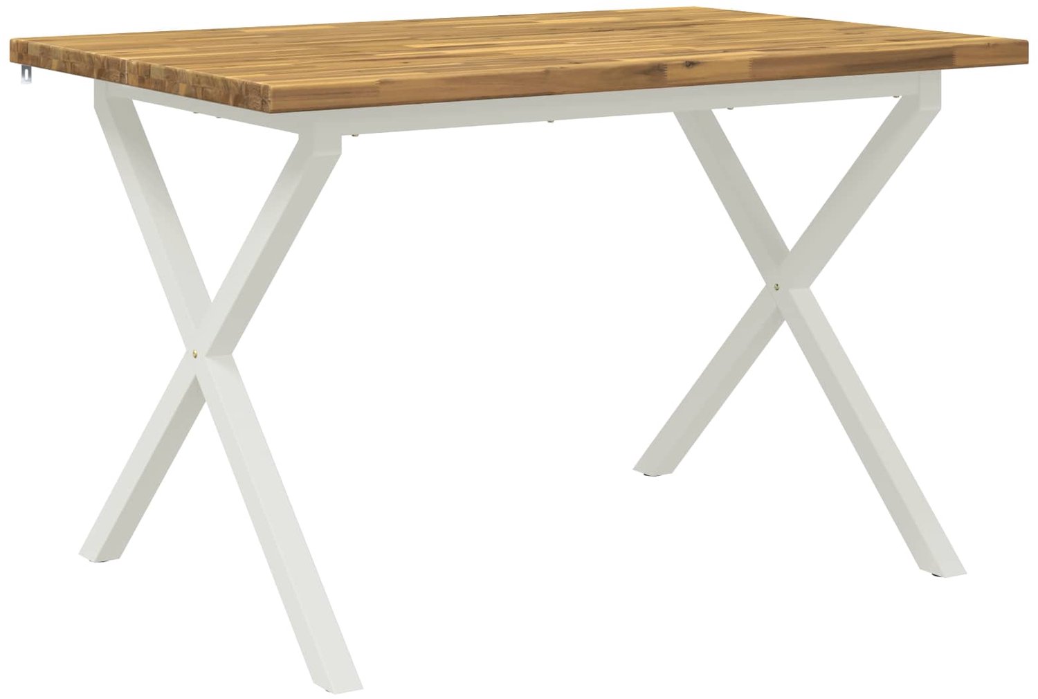 vidaXL Vierkante - Eettafel - 120 - x - 70 - x - 75 - cm - Massief - Acacia - Hout Whitewash en wit