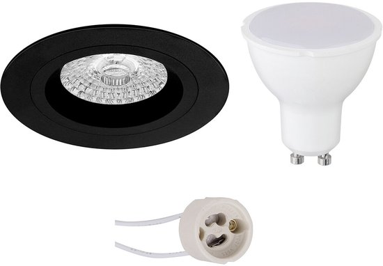 BES LED GU10 Inbouwspot Set - Mat Zwart - Inbouw Rond - Pragmi Rodos Pro - 4W - Warm Wit 3000K - Ø93mm