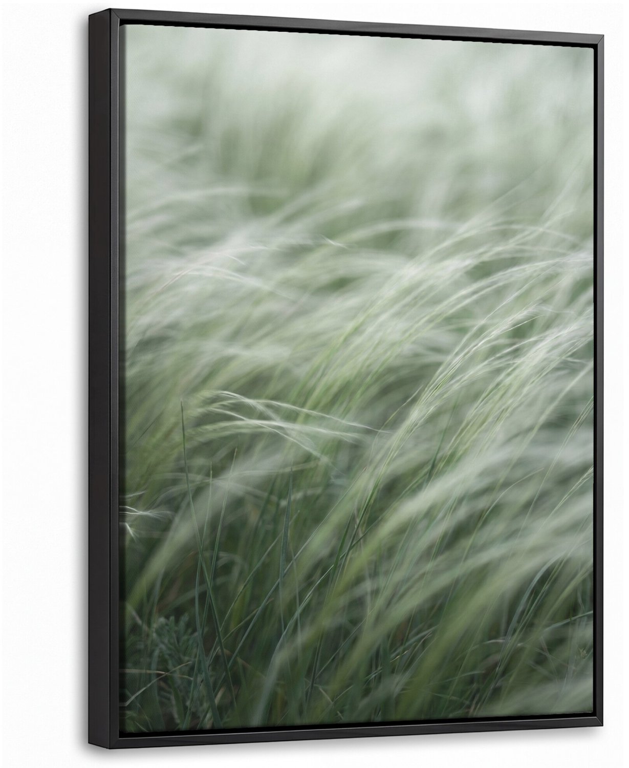 Canvas Schilderij met Baklijst - Gras - Wazig - Natuur - Groen - Zacht