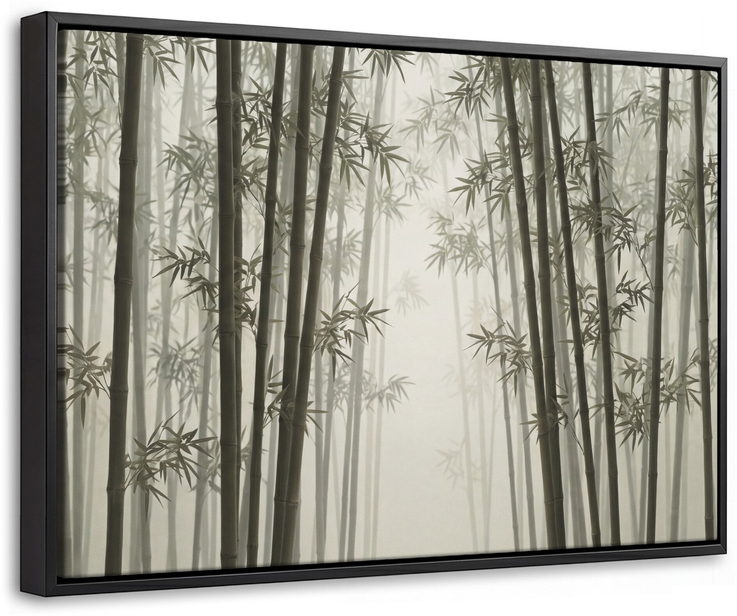 Canvas Schilderij met Baklijst - Bamboe - Bos - Mist - Natuur