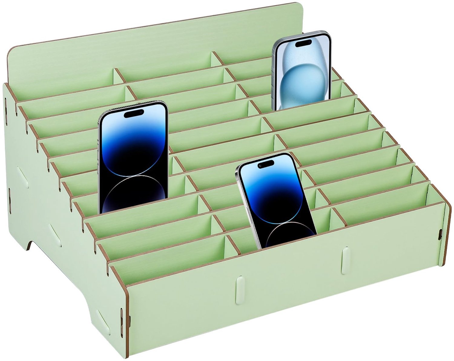 Houten Desktop Telefoon Garage met 30 Compartimenten