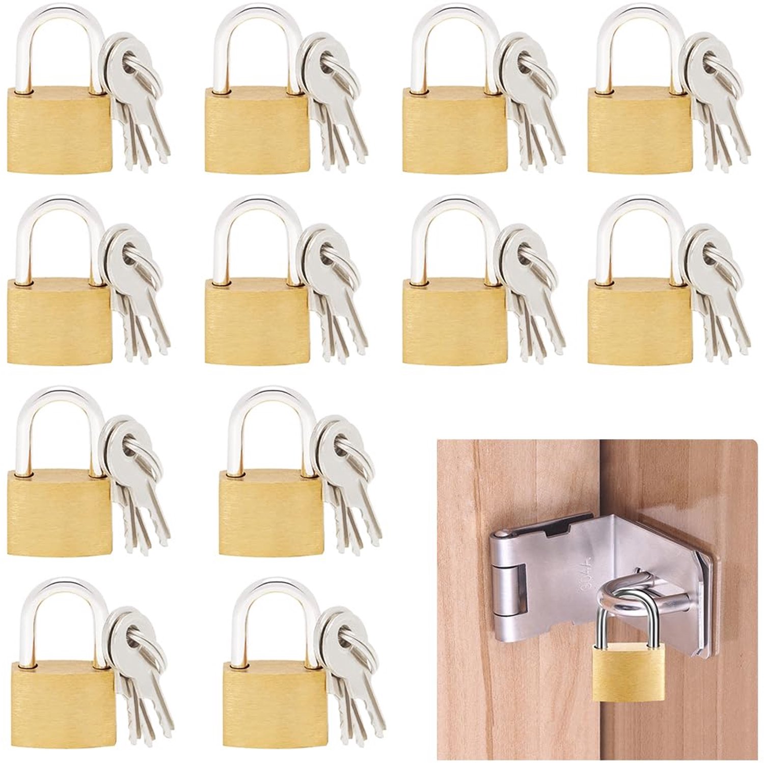 Set van 12 Mini Hangsloten met Sleutels voor Veiligheid