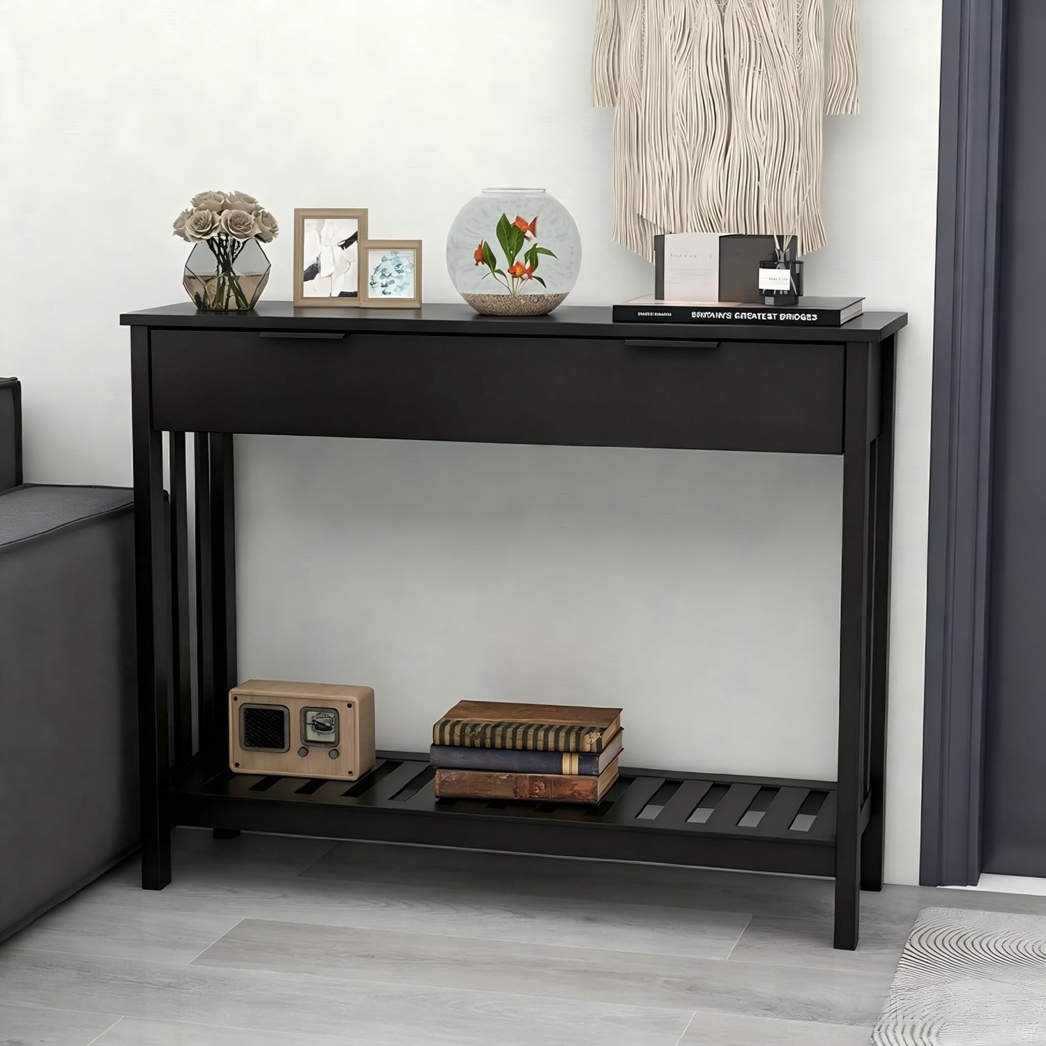 Smalle Console Tafel met Opbergruimte voor Hal of Woonkamer